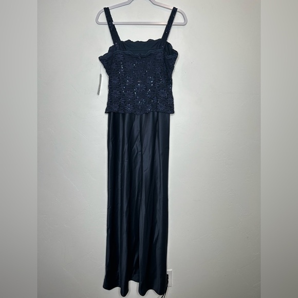 NWT Alex Evenings Navy Sequin Satin Maxi Evening Gown Dress Size 10 Tank Dress - Picture 10 of 10